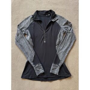 Lululemon Women's Race Your Pace Half Zip‎ Pullover Thumbholes Black Gray Size 6